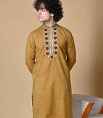 Maahii Fabs Mustard Cotton Blend Kurta Churidar Set for Men
