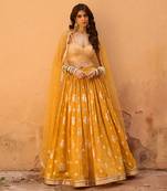 Mustard Yellow Raw Silk Lehenga Set