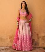 Mauve Pink Raw Silk Lehenga Set