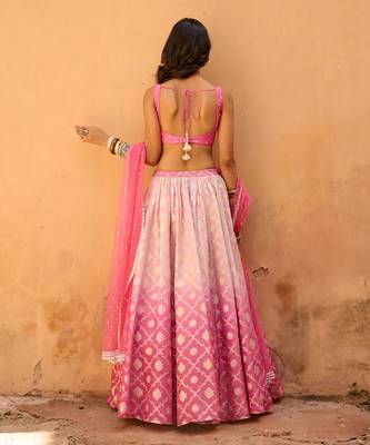 Mauve Pink Raw Silk Lehenga Set 2