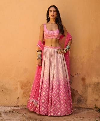 Mauve Pink Raw Silk Lehenga Set 3