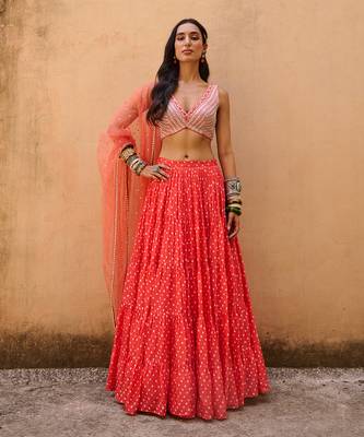 Orange Georgette Lehenga Set 2