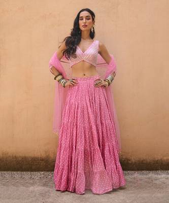 Dusty Pink Georgette Lehenga Set 1