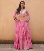 Dusty Pink Georgette Lehenga Set