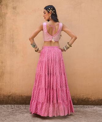 Dusty Pink Georgette Lehenga Set 2