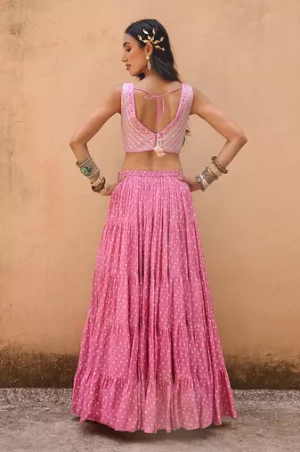Dusty Pink Georgette Lehenga Set