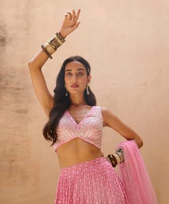 Dusty Pink Georgette Lehenga Set 3