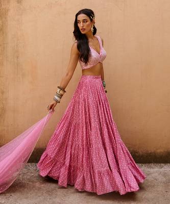 Dusty Pink Georgette Lehenga Set 4
