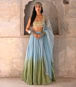 Hazel Blue Shaded Georgette Lehenga Set