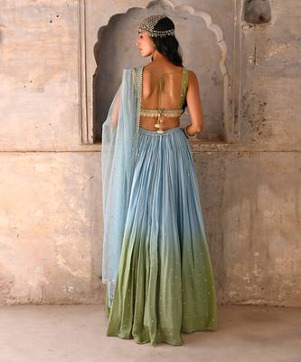 Hazel Blue Shaded Georgette Lehenga Set 2