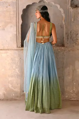 Hazel Blue Shaded Georgette Lehenga Set