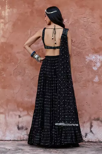 Black Georgette Lehenga Set