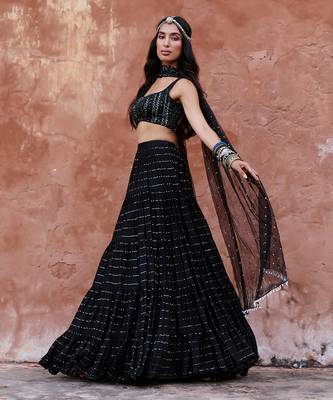 Black Georgette Lehenga Set 3