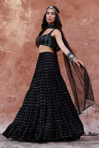 Black Georgette Lehenga Set