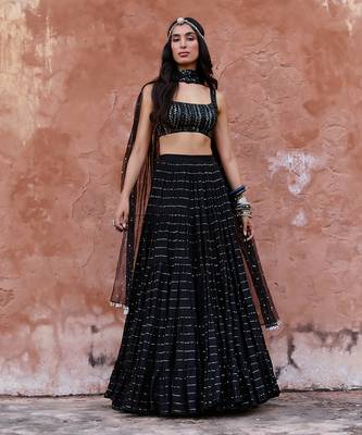 Black Georgette Lehenga Set 4