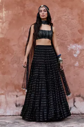 Black Georgette Lehenga Set