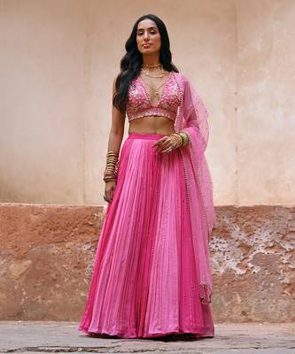 Hotpink Georgette Lehenga Set 1
