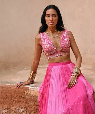 Hotpink Georgette Lehenga Set 2