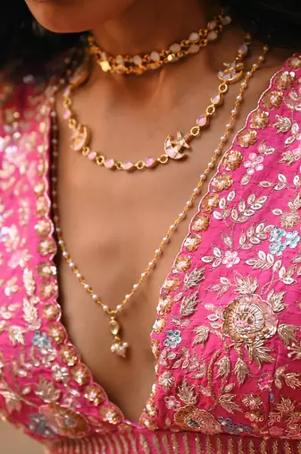 Hotpink Georgette Lehenga Set