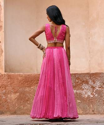 Hotpink Georgette Lehenga Set 4