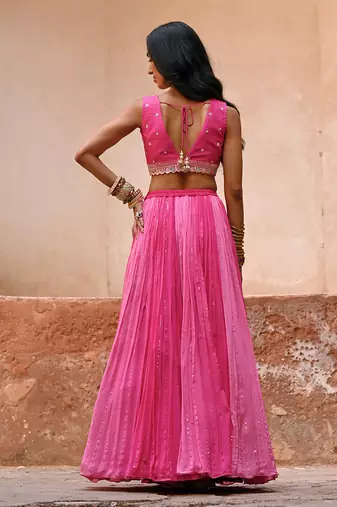 Hotpink Georgette Lehenga Set