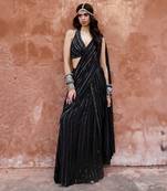 Black georgette saree set