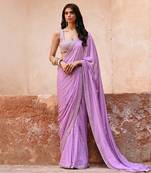 Lavender georgette saree set