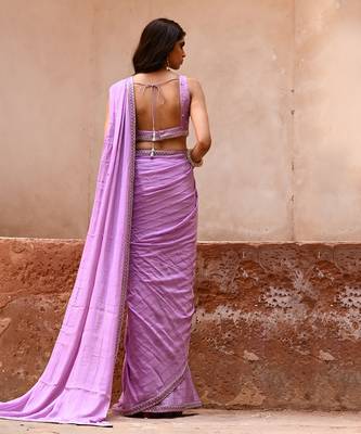 Lavender georgette saree set 5