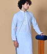 Maahii Fabs SkyBlue Cotton Blend Kurta Churidar Set for Men