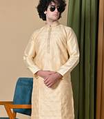 Maahii Fabs Gold Silk Blend Kurta Churidar Set for Men