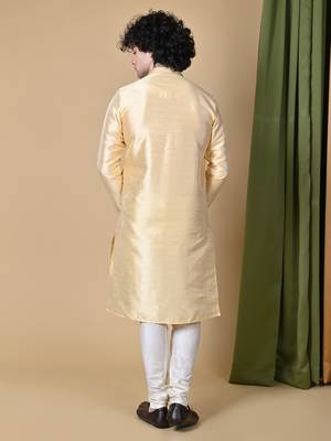 Maahii Fabs Gold Silk Blend Kurta Churidar Set for Men 3