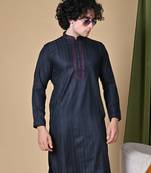 Maahii Fabs Black Rayon Silk Kurta Churidar Set for Men