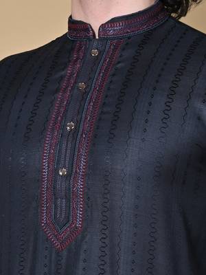 Maahii Fabs Black Rayon Silk Kurta Churidar Set for Men 3