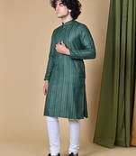 Maahii Fabs Bottle Green Rayon Silk Kurta Churidar Set for Men