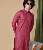 Maahii Fabs Maroon Rayon Silk Kurta Churidar Set for Men
