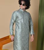 Maahii Fabs Mahendi Silk blend Kurta Churidar Set for Men
