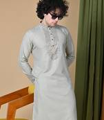 DustyBrown Cotton blend Kurta Churidar Set for Men