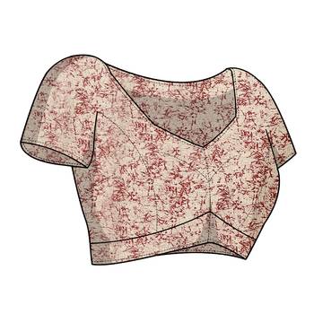 Maroon Chiffon Peacock Madhubani Print Saree With Unstitched Blouse Piece 5