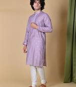 Maahii Fabs Lilac Mulberry Silk Kurta Churidar Set for Men