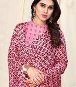 Crimson Satin Geometric Block Print Pom Pom Lace Saree With Unstitched Blouse Piece