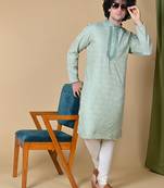 SEaGreen Jaquard Kurta Churidar Set for Men