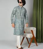 Maahii Fabs Green Georgette Kurta Churidar Set for Men