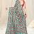 Cream satin patola print crochet lace saree with unstitched blouse piece