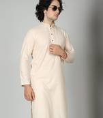 Fawn Cotton Kurta Churidar Set for Men