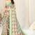 Light pista green cotton leaf print silver zari border saree with unstitched blouse piece