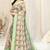 Light pista green cotton leaf print silver zari border saree with unstitched blouse piece