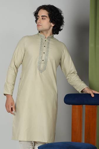 Maahii Fabs Olive Cotton Kurta Churidar Set for Men