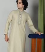 Olive Cotton Kurta Churidar Set for Men