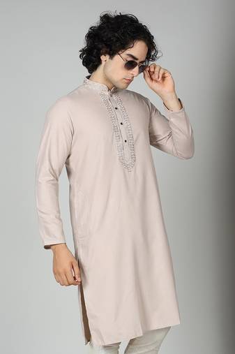 Maahii Fabs Pastel Pink Cotton Kurta Churidar Set for Men