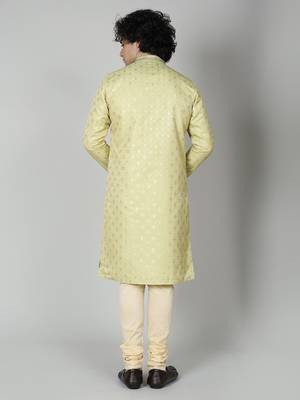 Pista Silk Blend Kurta Churidar Set for Men 2